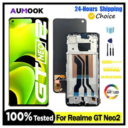 Nuovo Display AMOLED Per Realme GT Neo2 Display LCD Touch Screen Digitizer Assembly Per Realme GT Neo2 RMX3370 Display LCD sostituire