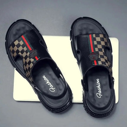 Sandali con fondo morbido casual da uomo 2023 Nuovo stile estivo a due usi in vera pelle traspirante antiscivolo Abbigliamento esterno alla moda