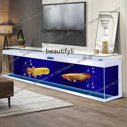 cc182l TV Cabinet Fish Tank Tea Table Integrated Aquarium Living Room Home Super White Glass Fish Globe