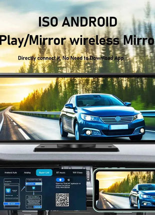 Universal 10.26" Car Intelligent 4K 360° Rotatio Car DVR Dash Cam Wireless CarPlay & Android Auto Bluetooth WIFI Rear Reversing