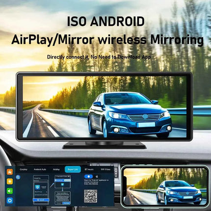 Universal 10.26" Car Intelligent 4K 360° Rotatio Car DVR Dash Cam Wireless CarPlay & Android Auto Bluetooth WIFI Rear Reversing