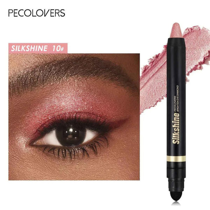 PECOLOVERS Champagne Brown Metallic Eyeshadow Stick - Waterproof, Long-Lasting Glitter Highlighter & Brightening Pencil Crayon