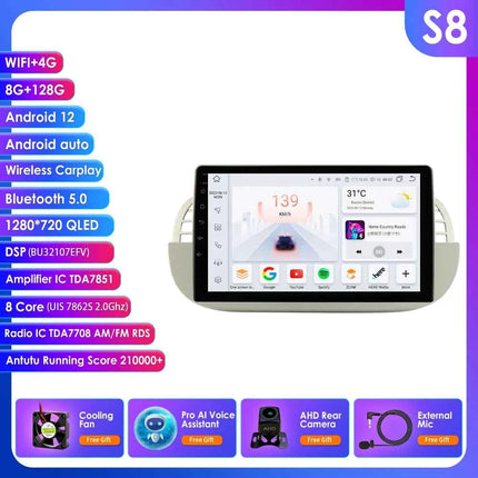 4G 8Core Android Car radio GPS Stereo For Fiat 500 2007-2014 Multimedia Video player 2DIN Autoradio DSP Carplay 7862 Head Unit