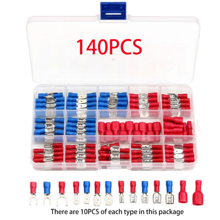 Connettore cavo isolato Cavo elettrico a crimpare Anello di testa a forcella Set anello Cappe a crimpare elettriche Terminali arrotolati Kit assortito
