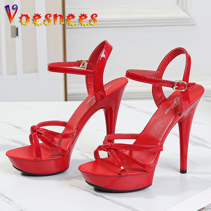 2023NEW Femal Shoes sandali da donna piattaforma Sexy tacchi alti 13CM Sexy Open Toe scarpe da sposa da donna sandali modello scarpe da passerella