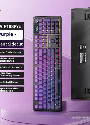 AULA F108 PRO Mechanical Keyboard Custom 100% Layout RGB Backlight Wireless Bluetooth Hifi Switch Gaming Keyboard