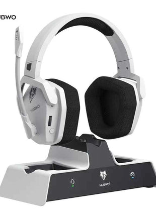 NUBWO G06 Wireless Headsets Gamer with Charging Station for Headset and PS5 Controller Gaming Headphones Long Battery Life