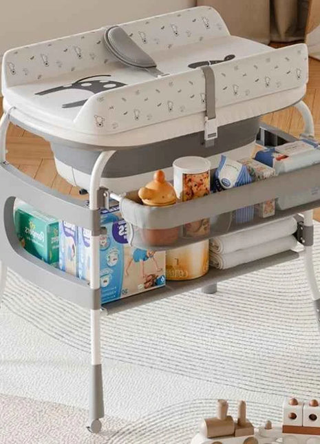 Portable Foldable Baby Diaper Changing Station with Adjustable Height Non Slip Base Storage Shelf Newborn Care Table