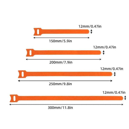 Fascette per cavi rilasciabili Organizzatore di cavi Arancione 150 200 250 mm Cinghie con gancio in nylon Avvolgere Zip Bundle Fasciatura Fascetta Fissaggio in plastica
