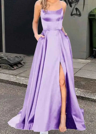 Nuovo per le donne Abito elegante Moda estiva Festa notturna Formale Abito da sera lungo con spalline Abiti da sposa eleganti