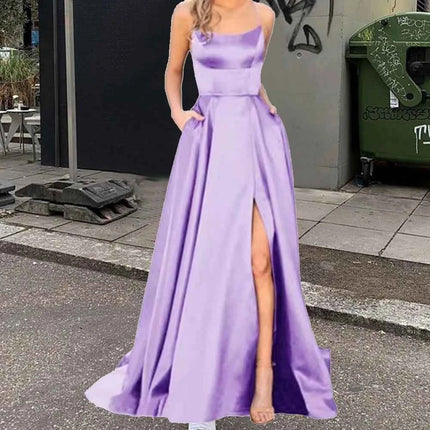 Nuovo per le donne Abito elegante Moda estiva Festa notturna Formale Abito da sera lungo con spalline Abiti da sposa eleganti