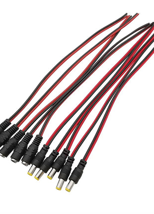 2.1x5.5mm DC Male Female Pigtail Power Cable Connector Wire 12V 1A DC Power Barrel Connectors 25CM for CCTV Security Camera