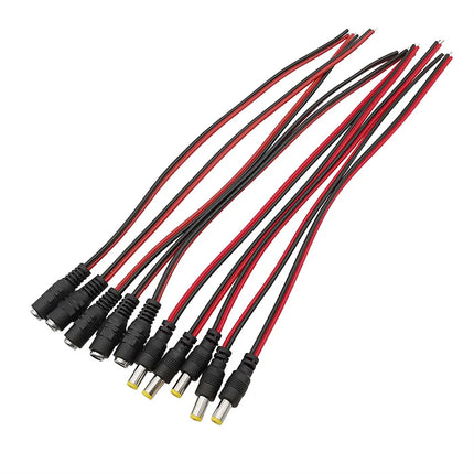 2.1x5.5mm DC maschio femmina cavo di alimentazione Pigtail connettore filo 12V 1A DC connettori barilotto di alimentazione 25CM per telecamera di sicurezza CCTV