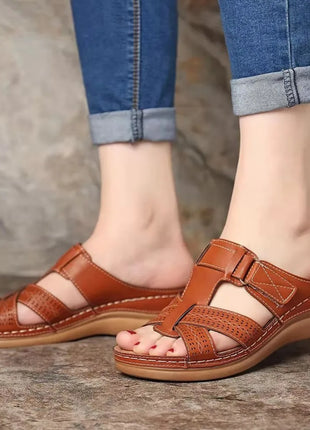 Sandali con Zeppa Donna Estate 2026 Premium Ortopedici Open Toe Vintage Antiscivolo in Pelle Casual con Plateau Stile Retrò