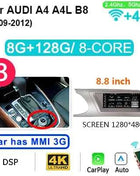 8GB 256GB Carplay 8.8'' Android 14 Auto Car Radio Multimedia player For Audi A4 B8 2009-2016 2 din autoradio Stereo 4G LTE