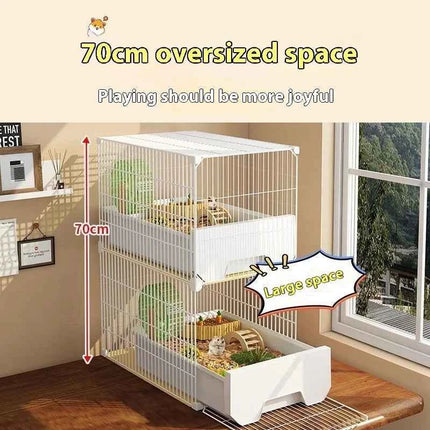 Large Hamster Cage with Easy Clean Drawer Luxury Villa Style for Golden Hamster Fancy Mouse And Dwarf Rat Habitat Decor