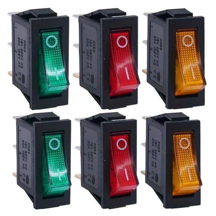 8 pezzi AC 250 V/15 A, 125 V/20 A LED illuminato On/Off SPST 3 pin 2 posizioni Mini barca interruttore a levetta a bilanciere a scatto per la casa fai da te