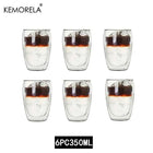 Set Tazze in Vetro a Doppia Parete Borosilicato Termoresistente per Tè Caffè Succo e Acqua