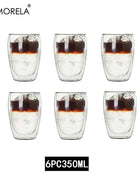 Set Tazze in Vetro a Doppia Parete Borosilicato Termoresistente per Tè Caffè Succo e Acqua