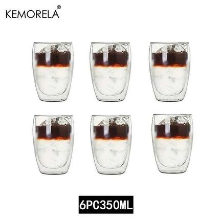 2/4/6Pc Double Wall High Borosilicate Glass Mug Heat Resistant Tea Milk Juice Coffee Water Cup Bar Drinkware Gift Creativity Set