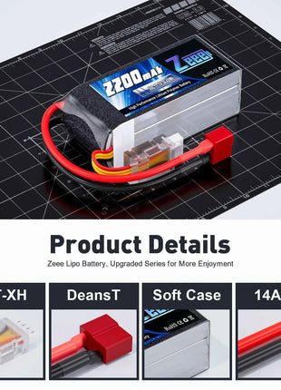 2pcs Zeee 3S 2200mAh Shorty Lipo Battery 11.1V 50C with T/XT60 Plug for RC Car Truck Drone Airplane FPV RC Hobby Models Parts