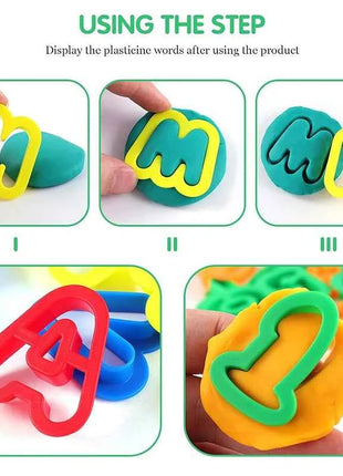 Puzzle Kit di strumenti per pasta da gioco per bambini Numero Lettere Simboli Frese Rulli per pasta Accessori per plastilina in argilla Giocattoli fai da te in età prescolare