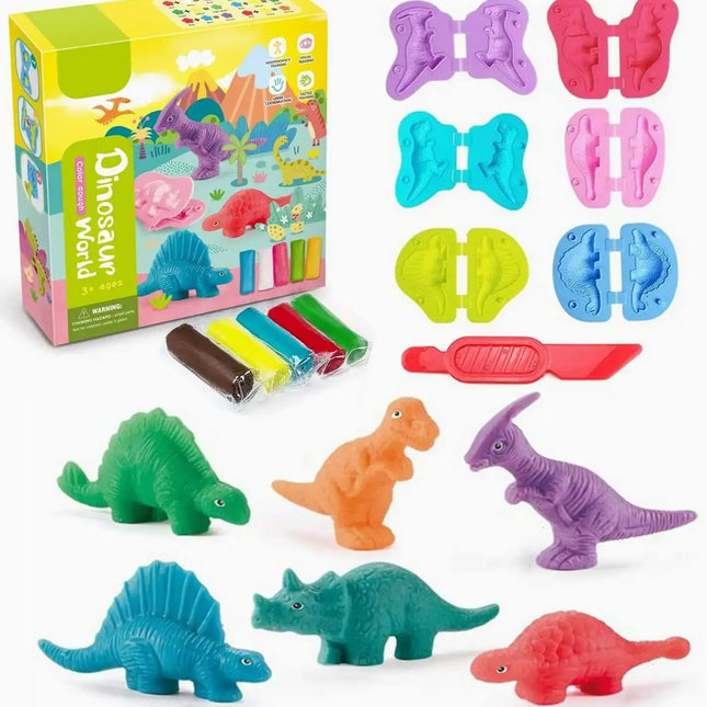 Yeahbo Argilla Polimerica Senza Cottura – Plastilina Dinosauri per Bambini 3-6 Anni, Pasta Modellabile con Attrezzi