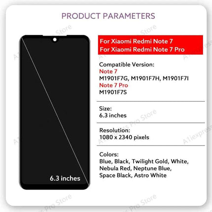 LCD Screen Display For Xiaomi Redmi Note 7 Note 7 Pro LCD Display Touch Screen Digitizer Assembly M1901F7G M1901F7S Repair Parts
