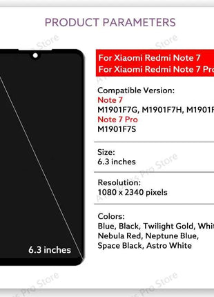 LCD Screen Display For Xiaomi Redmi Note 7 Note 7 Pro LCD Display Touch Screen Digitizer Assembly M1901F7G M1901F7S Repair Parts