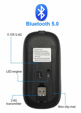 Mouse Wireless RGB Bluetooth 5.2 Ricaricabile - Gaming e Ufficio - OrizonShop