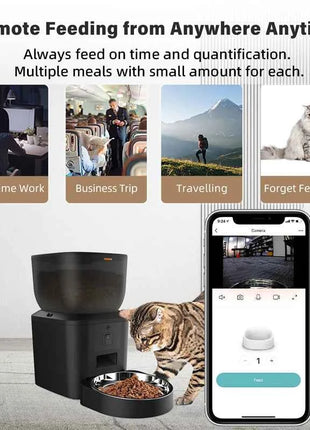 5G Automatic Cat Feeder With 1080p Camera Video WiFi Cat Food Dispenser Pet Smart Voice Recorder Remote Control Pet Auto Feeder