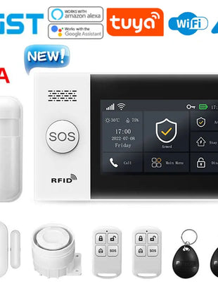 PGST PG-107 4G Tuya Wireless WIFI GSM Sistema di allarme domestico con telecamere di sicurezza Rilevatore di movimento Sensore antifurto Alexa e Google