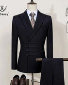 ST Cassy Elegant mens suits for wedding Slim fit Double Breasted Multiple buttons Casual Business Two-piece dress party outfit