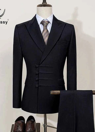 ST Cassy Elegant mens suits for wedding Slim fit Double Breasted Multiple buttons Casual Business Two-piece dress party outfit