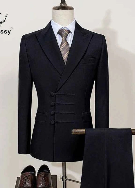 ST Cassy Elegant mens suits for wedding Slim fit Double Breasted Multiple buttons Casual Business Two-piece dress party outfit