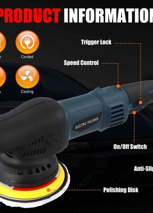 Podofo 1580W 5” Buffer Polisher Orbital Polisher 550-3300 RPM Polisher for Car Detailing Waxing Polishing
