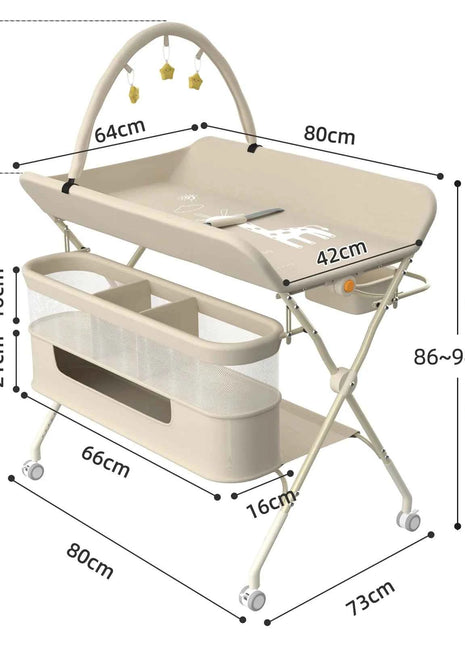 4 in 1 Folding Changing Table, Mobile Changing Unit, Height-adjustable Changing Station With Toy Arch & Storage Basket