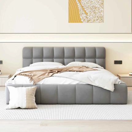 Rosahqnda Bubble Bed,Upholstered bed with Slatted Frame,140/160x200cm,Padded Headboard,master room,Linen Frabic,without Mattress