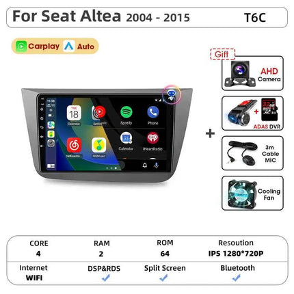 Srnubi IPS Screen Android All In One Car Radio for Seat Altea XL Toledo 3 2004 - 2015 Carplay GPS Stereo DVD Multimedia Player