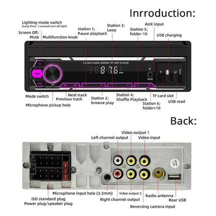 1Din Car Radio 7Inch Automatic Retractable Touch Screen Wireless Carplay Android auto MP5 Multimedia Player Bluetooth FM RDS AUX