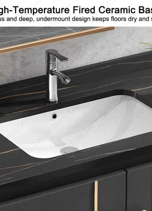 Bathroom Vanity Cabinet Set with Integrated Ceramic Sink Drain Accessories Wall Mounted Aluminum Storage Cabinet Mirror Combo