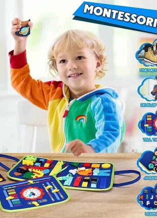 Montessori Kids Travel Toy Felt Activity Quiet Busy Board for Basic Dress Motor Skill Activity Educational Sensory Learning Book