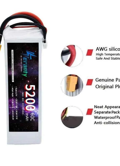 3S Lipo Battery 11.1V 5200mah 60C For RC Car Quadcopter Drone Airplane Helicopter With XT60 Deans T XT90 EC5 11.1V Battery