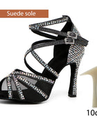 DKZSYIM Women's Latin Dance Shoes with Rhinestones - Salsa and Ballroom