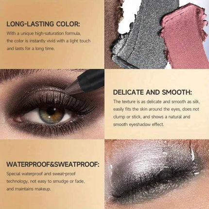 PECOLOVERS Champagne Brown Metallic Eyeshadow Stick - Waterproof, Long-Lasting Glitter Highlighter & Brightening Pencil Crayon