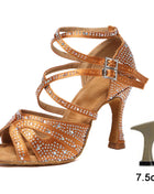 DKZSYIM Women's Latin Dance Shoes with Rhinestones - Salsa and Ballroom