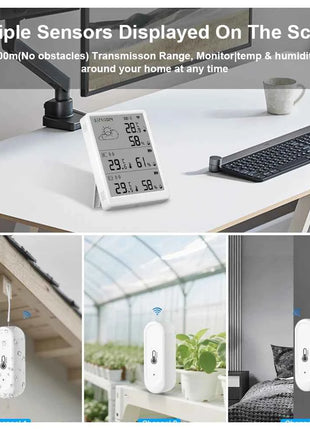 Tuya WiFi Stazione Meteo Kit Termoigrometro Intelligente Gateway WiFi E Termoigrometro Esterno IP65 Impermeabile 433 mhz con Avviso App