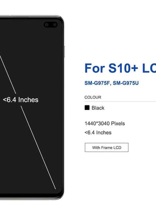 Schermo TFT S10 Plus con cornice, per Samsung Galaxy S10+ G975F G975F/DS Display LCD Touch Screen Digitizer Sostituzione