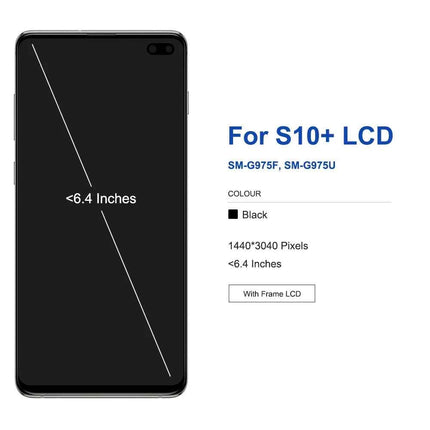 Schermo TFT S10 Plus con cornice, per Samsung Galaxy S10+ G975F G975F/DS Display LCD Touch Screen Digitizer Sostituzione