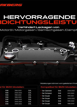 Coperchio valvole Frankberg 1x per testata cilindri BMW Serie 3 E46, Serie 5 E39, Serie 7 E38, X5 E53, Z3 E36 M52/M54 11121432928